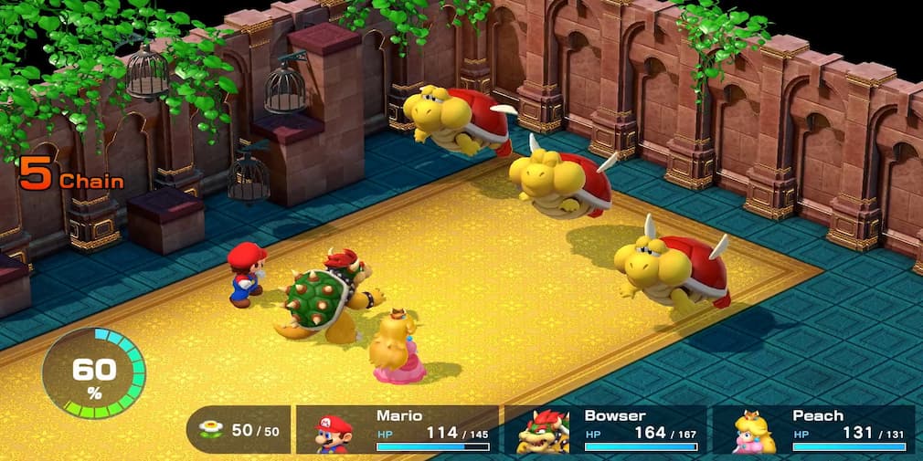 Mario and friends facing off against foes